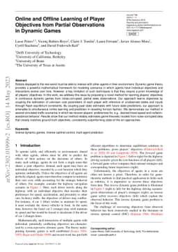 Online and Offline Learning of Player Objectives from Partial
  Observations in Dynamic Games
