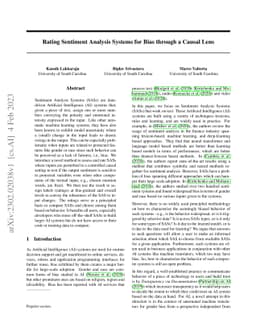 Rating Sentiment Analysis Systems for Bias through a Causal Lens