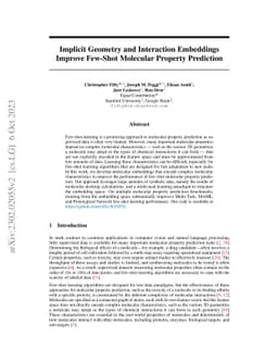 Implicit Geometry and Interaction Embeddings Improve Few-Shot Molecular
  Property Prediction