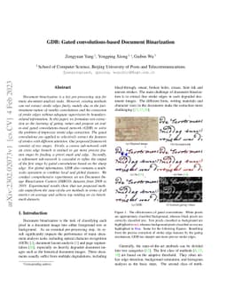 GDB: Gated convolutions-based Document Binarization