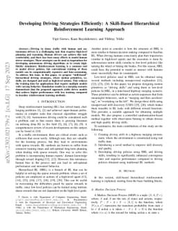 Developing Driving Strategies Efficiently: A Skill-Based Hierarchical
  Reinforcement Learning Approach