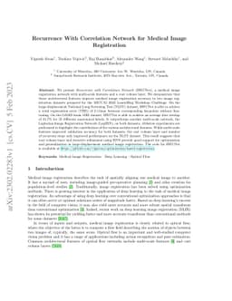 Recurrence With Correlation Network for Medical Image Registration
