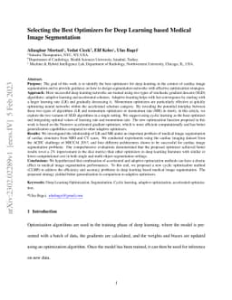 Selecting the Best Optimizers for Deep Learning based Medical Image
  Segmentation