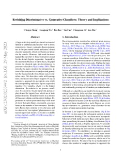 Revisiting Discriminative vs. Generative Classifiers: Theory and
  Implications