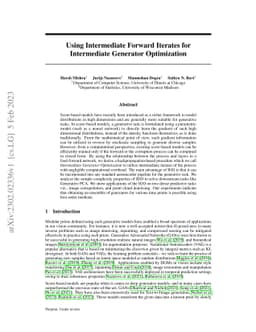 Using Intermediate Forward Iterates for Intermediate Generator
  Optimization