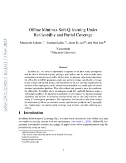 Offline Minimax Soft-Q-learning Under Realizability and Partial Coverage