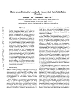 Cluster-aware Contrastive Learning for Unsupervised Out-of-distribution
  Detection