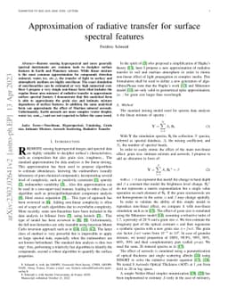 Approximation of radiative transfer for surface spectral features