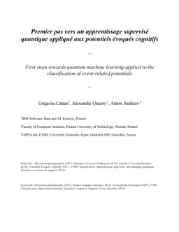 First steps towards quantum machine learning applied to the
  classification of event-related potentials