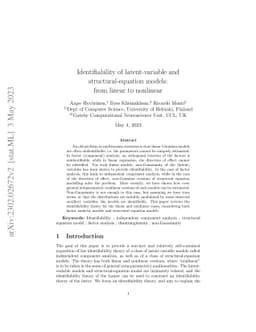Identifiability of latent-variable and structural-equation models: from
  linear to nonlinear