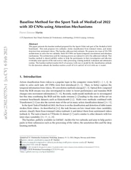 Baseline Method for the Sport Task of MediaEval 2022 with 3D CNNs using
  Attention Mechanisms