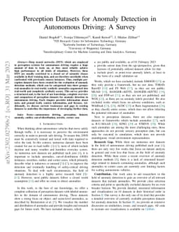 Perception Datasets for Anomaly Detection in Autonomous Driving: A
  Survey