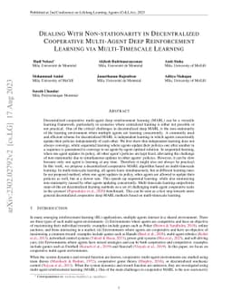 Dealing With Non-stationarity in Decentralized Cooperative Multi-Agent
  Deep Reinforcement Learning via Multi-Timescale Learning