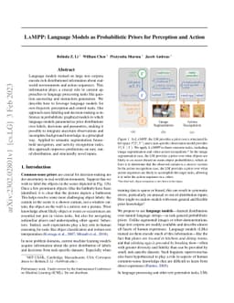 LaMPP: Language Models as Probabilistic Priors for Perception and Action