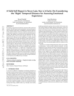 A Valid Self-Report is Never Late, Nor is it Early: On Considering the
  "Right" Temporal Distance for Assessing Emotional Experience