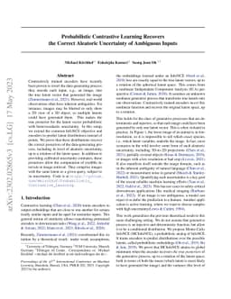 Probabilistic Contrastive Learning Recovers the Correct Aleatoric
  Uncertainty of Ambiguous Inputs