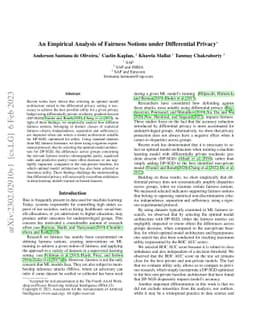 An Empirical Analysis of Fairness Notions under Differential Privacy