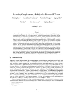 Learning Complementary Policies for Human-AI Teams