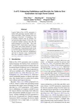 LoFT: Enhancing Faithfulness and Diversity for Table-to-Text Generation
  via Logic Form Control
