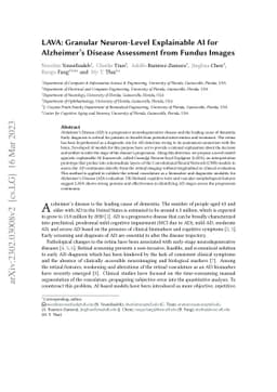 LAVA: Granular Neuron-Level Explainable AI for Alzheimer's Disease
  Assessment from Fundus Images