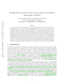 Dividing Good and Better Items Among Agents with Bivalued Submodular
  Valuations