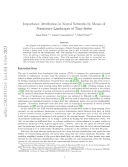 Importance attribution in neural networks by means of persistence
  landscapes of time series