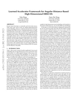 Learned Accelerator Framework for Angular-Distance-Based
  High-Dimensional DBSCAN