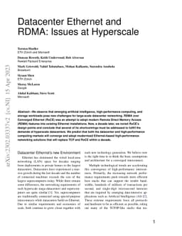 Datacenter Ethernet and RDMA: Issues at Hyperscale