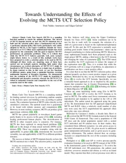 Towards Understanding the Effects of Evolving the MCTS UCT Selection
  Policy
