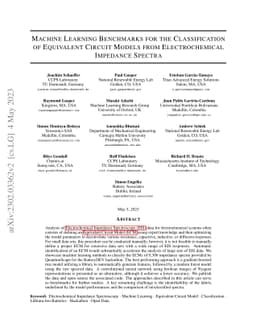 Machine Learning Benchmarks for the Classification of Equivalent Circuit
  Models from Electrochemical Impedance Spectra