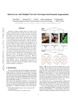 SimCon Loss with Multiple Views for Text Supervised Semantic
  Segmentation