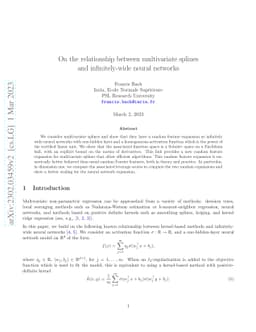 On the relationship between multivariate splines and infinitely-wide
  neural networks