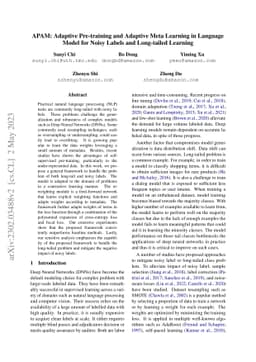APAM: Adaptive Pre-training and Adaptive Meta Learning in Language Model
  for Noisy Labels and Long-tailed Learning