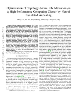 Optimization of Topology-Aware Job Allocation on a High-Performance
  Computing Cluster by Neural Simulated Annealing