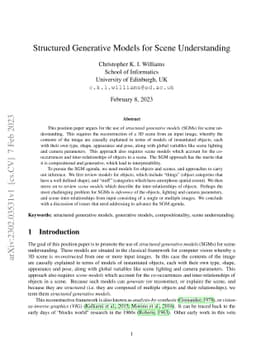 Structured Generative Models for Scene Understanding