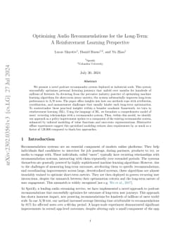 Optimizing Audio Recommendations for the Long-Term: A Reinforcement
  Learning Perspective