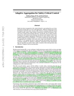 Adaptive Aggregation for Safety-Critical Control