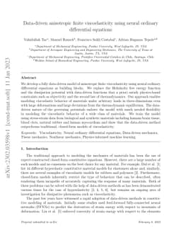 Data-driven anisotropic finite viscoelasticity using neural ordinary
  differential equations