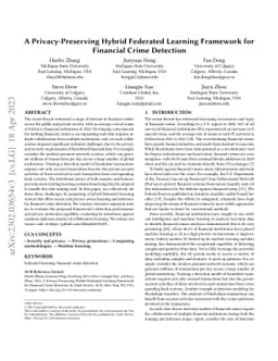 A Privacy-Preserving Hybrid Federated Learning Framework for Financial
  Crime Detection