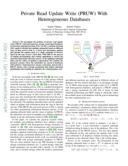 Private Read Update Write (PRUW) With Heterogeneous Databases