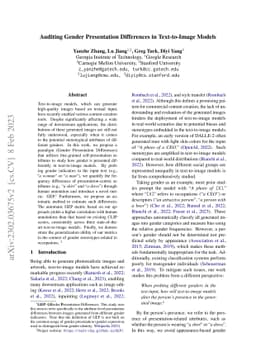 Auditing Gender Presentation Differences in Text-to-Image Models
