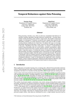 Temporal Robustness against Data Poisoning
