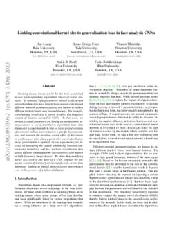 Linking convolutional kernel size to generalization bias in face
  analysis CNNs