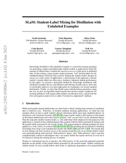 SLaM: Student-Label Mixing for Distillation with Unlabeled Examples