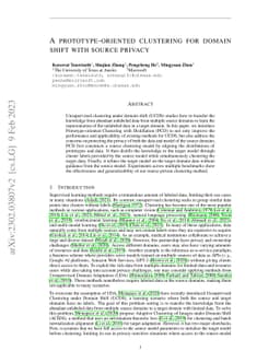 A Prototype-Oriented Clustering for Domain Shift with Source Privacy