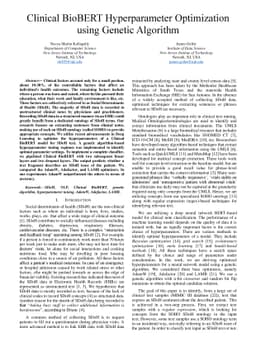 Clinical BioBERT Hyperparameter Optimization using Genetic Algorithm