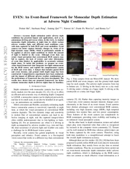 EVEN: An Event-Based Framework for Monocular Depth Estimation at Adverse
  Night Conditions