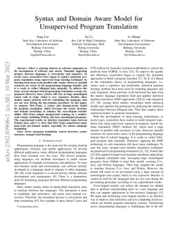 Syntax and Domain Aware Model for Unsupervised Program Translation