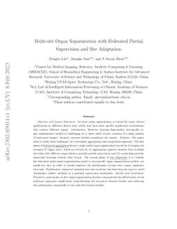 Multi-site Organ Segmentation with Federated Partial Supervision and
  Site Adaptation