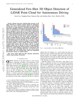 Generalized Few-Shot 3D Object Detection of LiDAR Point Cloud for
  Autonomous Driving